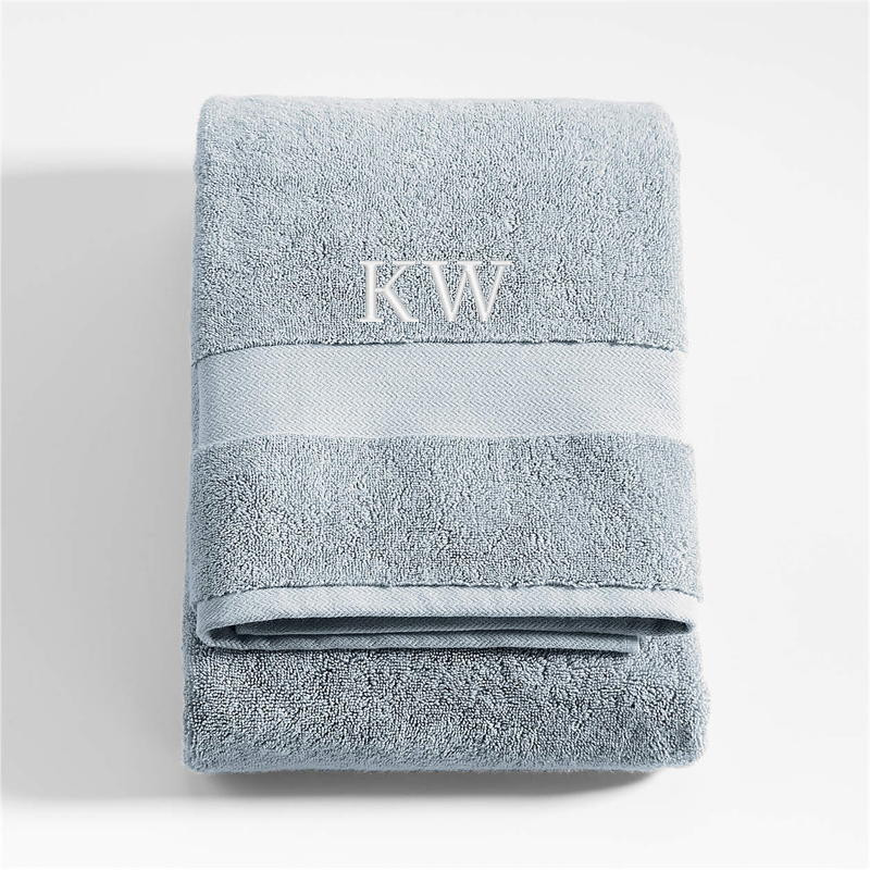 View Personalized Organic Turkish Cotton Mist Blue Bath Towel details