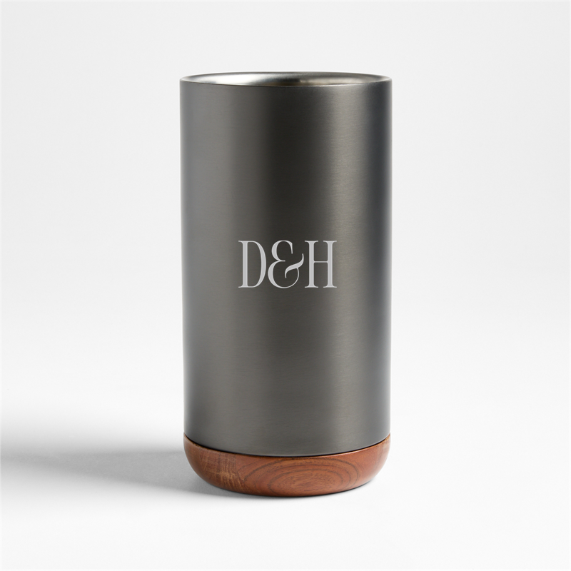 View Personalized Fenton Graphite and Wood Wine Cooler details