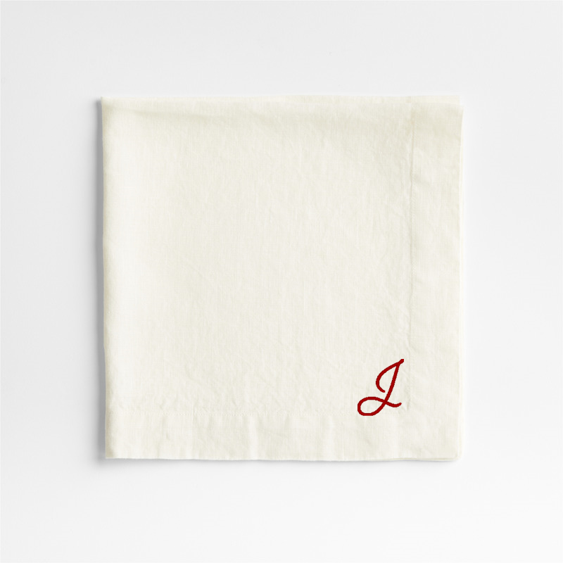 View Personalized Marin Arctic Ivory EUROPEAN FLAX ™-Certified Linen Napkin, Set of 4 details