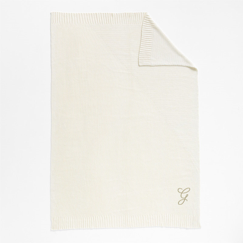 View Personalized Sweater Knit 70"x55" Cream White Throw Blanket details