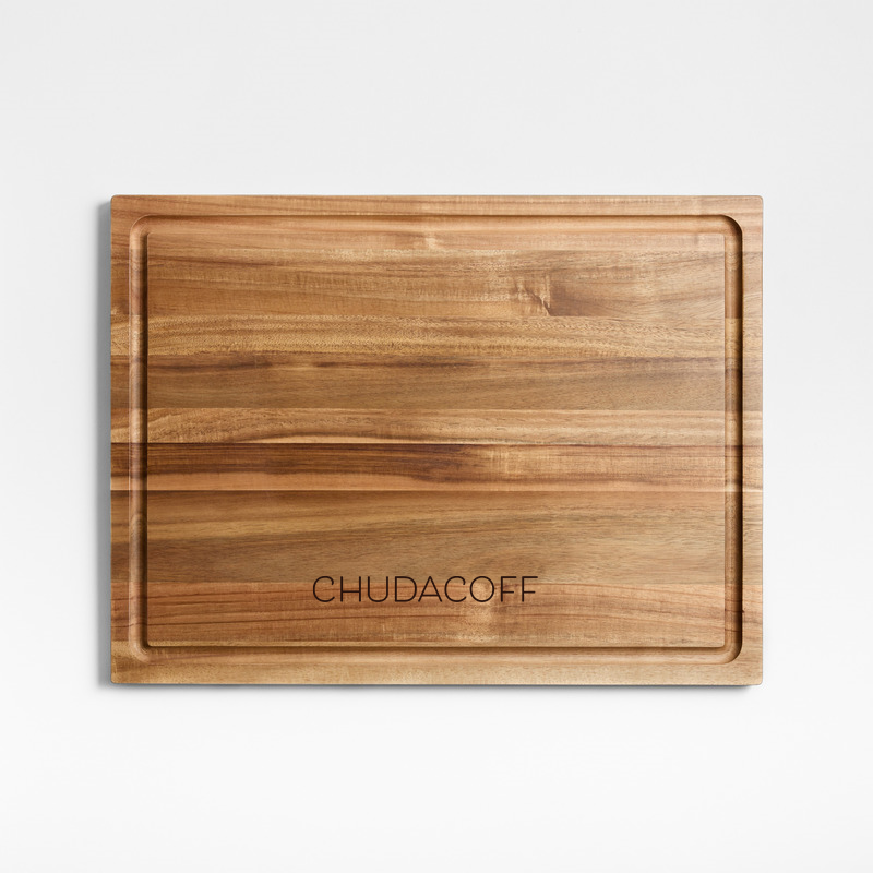 View Personalized Crate & Barrel Acacia Wood Cutting Board 20"x15"x0.75" details