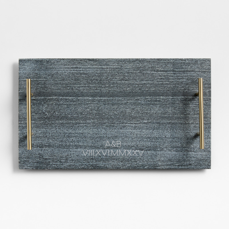 View Personalized Hayes Marble Serving Board with Handles details