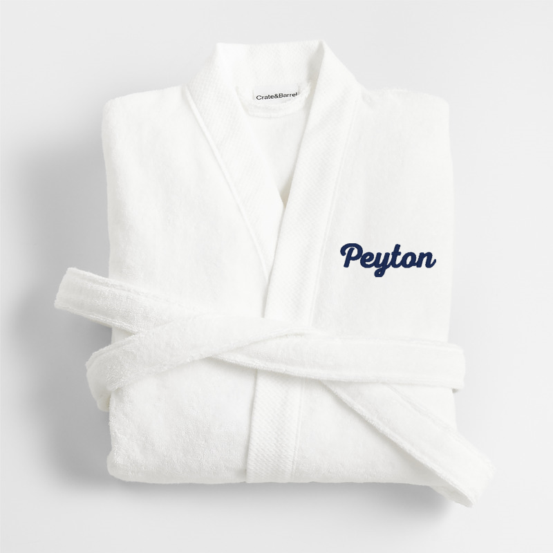 View Personalized Organic Turkish Cotton Crisp White Bath Robe S/M details