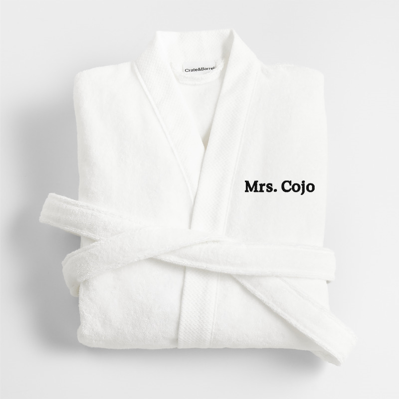 View Personalized Organic Turkish Cotton Crisp White Bath Robe S/M details