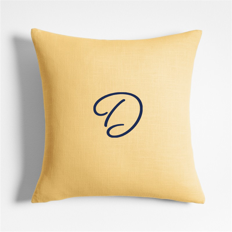 View Personalized Organic Cotton Monogrammable 20"x20" Lemon Sorbet Yellow Throw Pillow Cover details