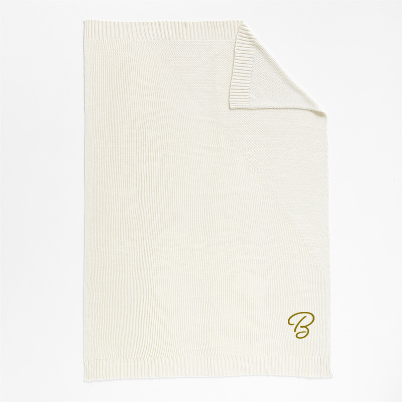 View Personalized Sweater Knit 70"x55" Cream White Throw Blanket details