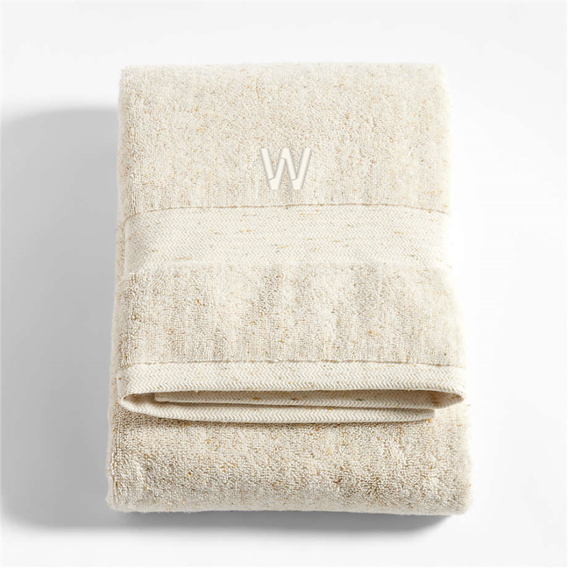 View Personalized Classic Organic Turkish Cotton Natural Beige Fleck Bath Towel details