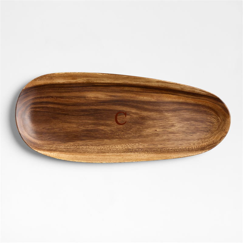 View Personalized Tondo Acacia Wood Long Oblong Platter details