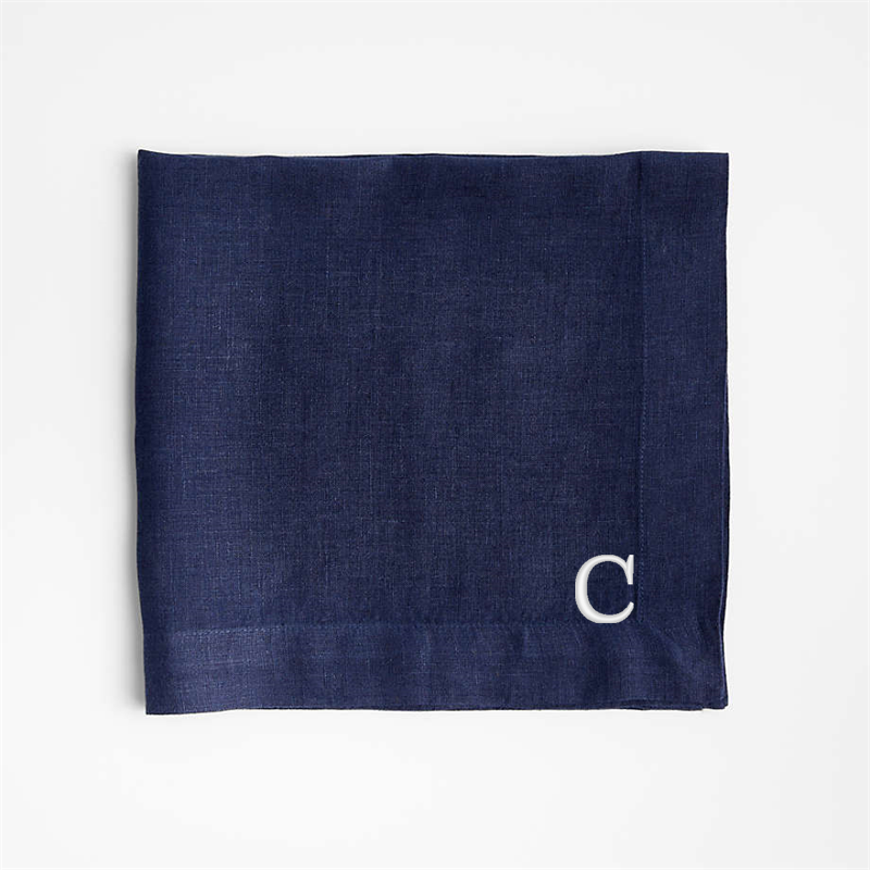 View Personalized Marin Indigo EUROPEAN FLAX ™-Certified Linen Napkins, Set of 8 details