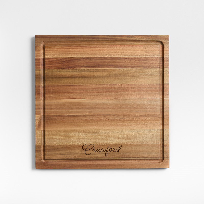 View Personalized Crate & Barrel Acacia Wood Cutting Board 16"x16"x0.75" details