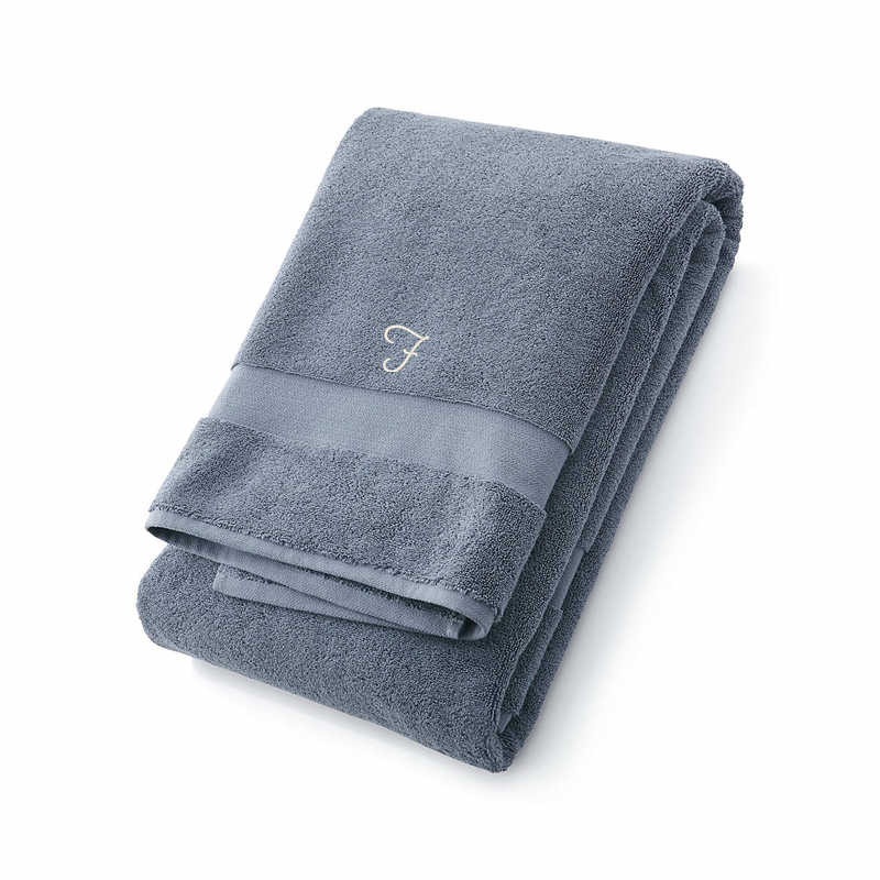 View Personalized Classic Organic Turkish Cotton Evening Blue Bath Sheet details