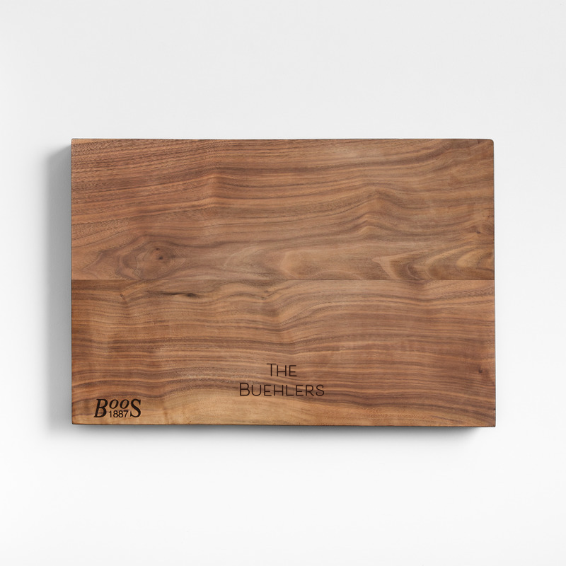 View Personalized John Boos 17"x12" Rustic Edge Walnut Cutting Board details