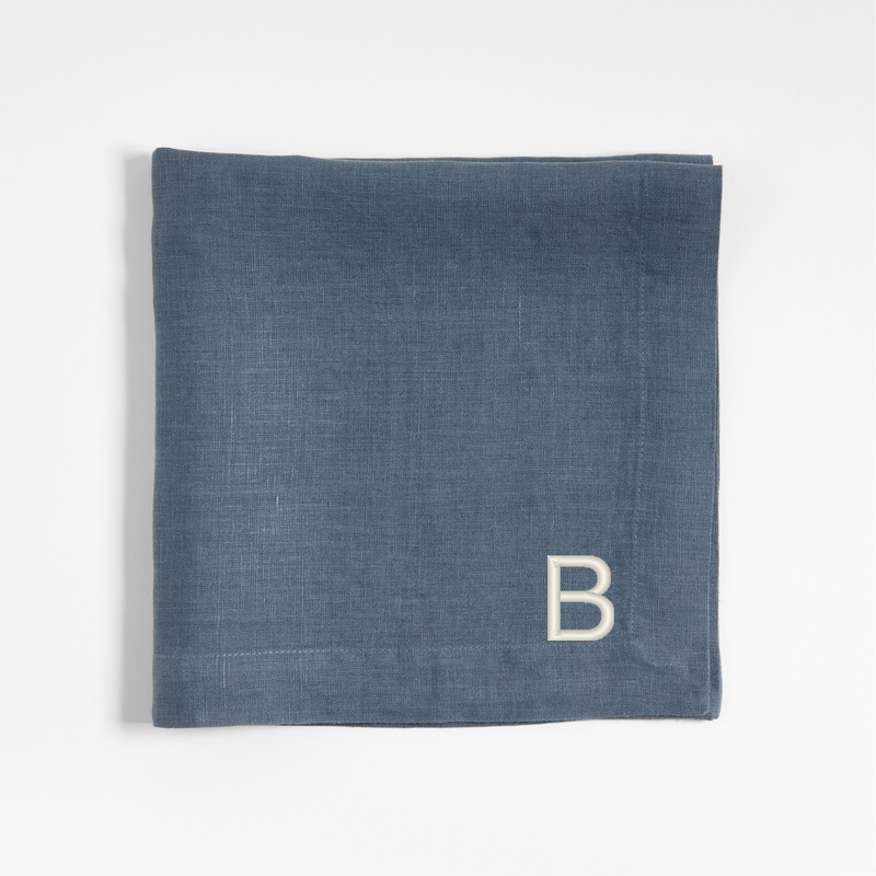 View Personalized Marin Slate Blue EUROPEAN FLAX ™-Certified Linen Napkin details