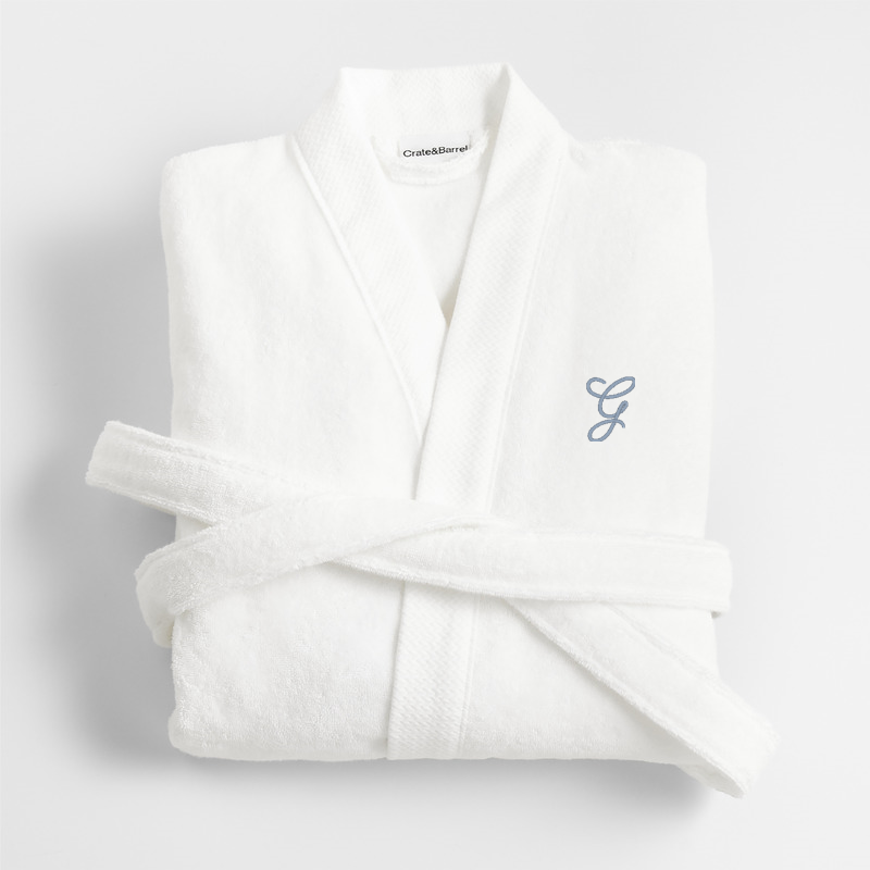 View Personalized Organic Turkish Cotton Crisp White Bath Robe S/M details