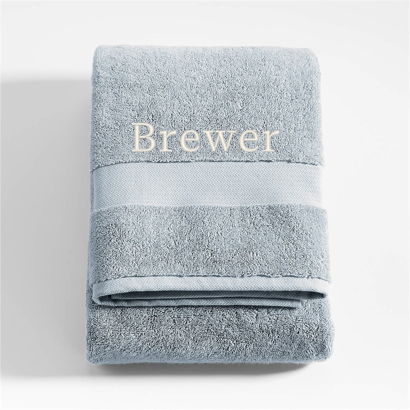 View Personalized Organic Turkish Cotton Mist Blue Bath Towel details
