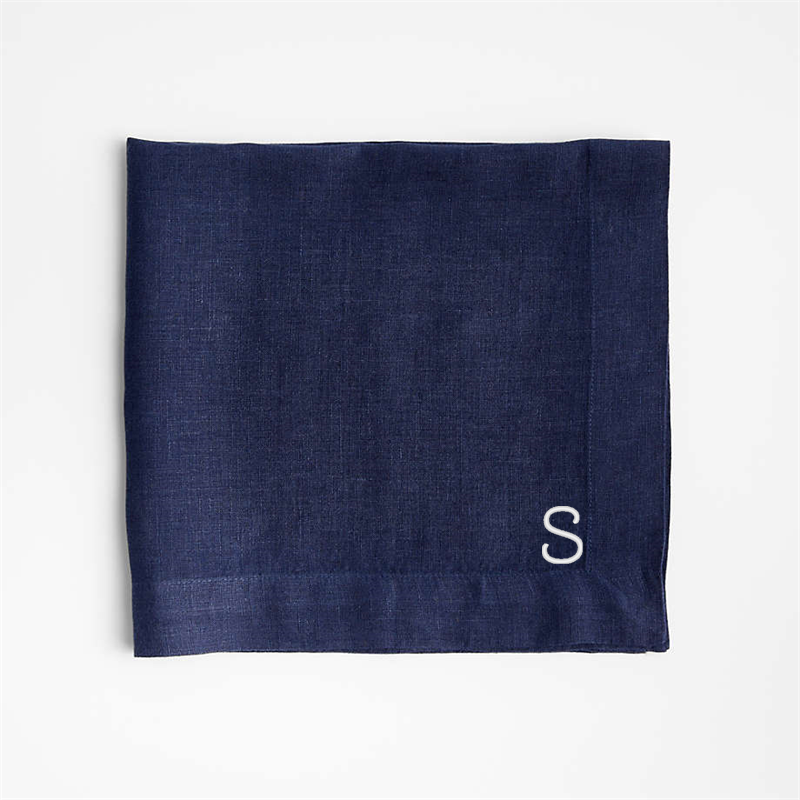 View Personalized Marin Indigo EUROPEAN FLAX ™-Certified Linen Napkins, Set of 4 details