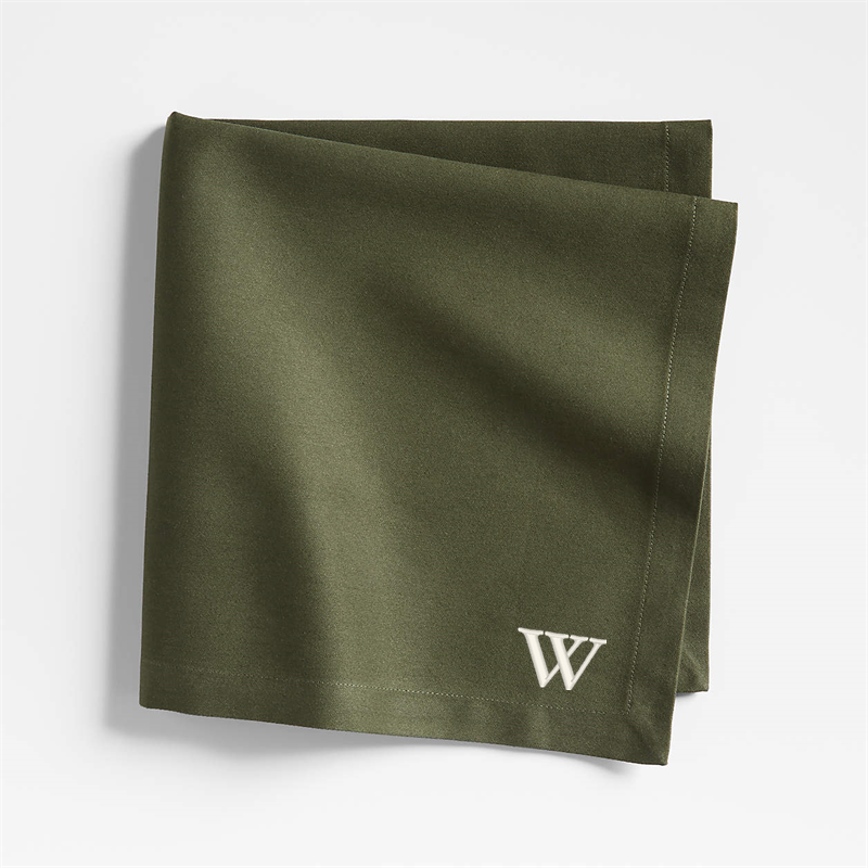 View Personalized Aspen Burnt Green Organic Cotton Napkins, Set of 8 details