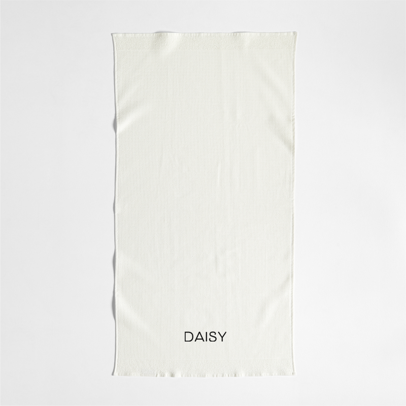 View Personalized Ivory Organic Waffle Bath Towel details