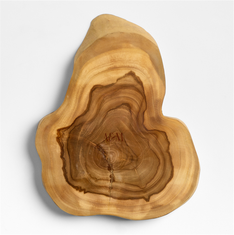 View Personalized Teak Root Wedge Wood Serving Board details