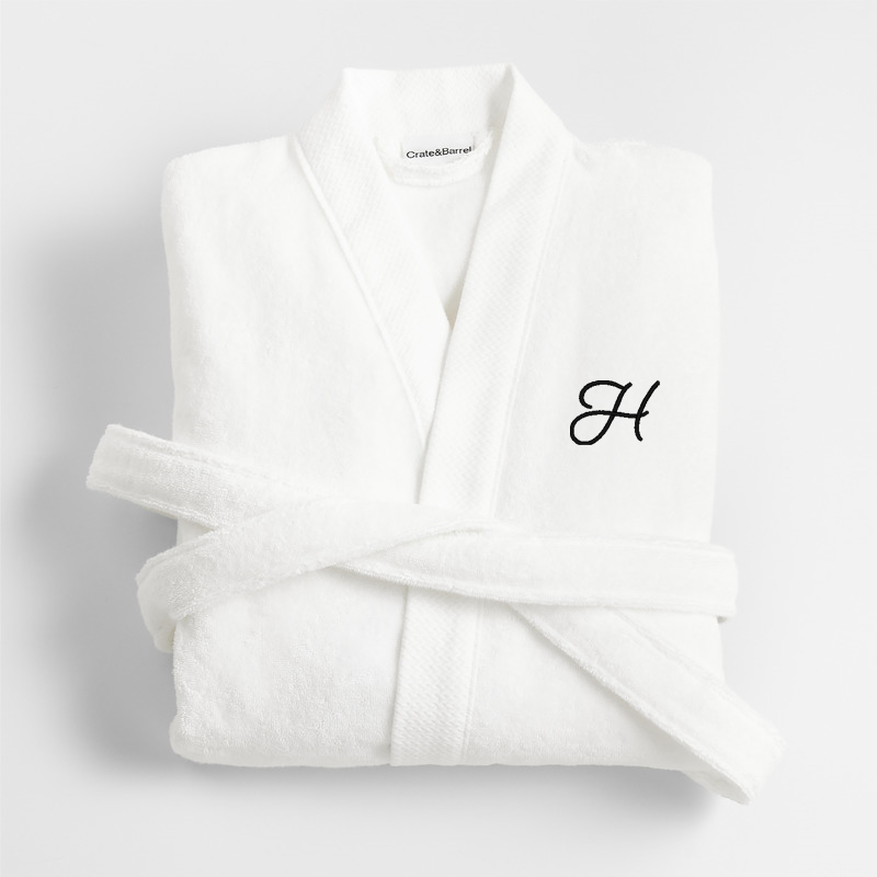 View Personalized Organic Turkish Cotton Crisp White Bath Robe S/M details
