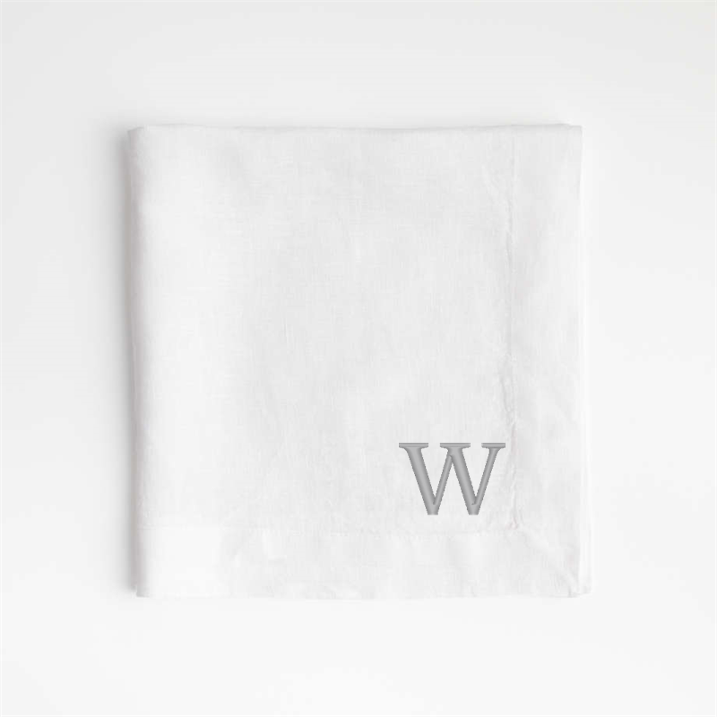 View Personalized Marin White EUROPEAN FLAX ™-Certified Linen Napkins, Set of 8 details