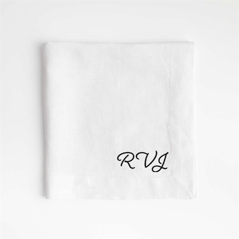 View Personalized Marin White EUROPEAN FLAX ™-Certified Linen Napkin, Set of 4 details