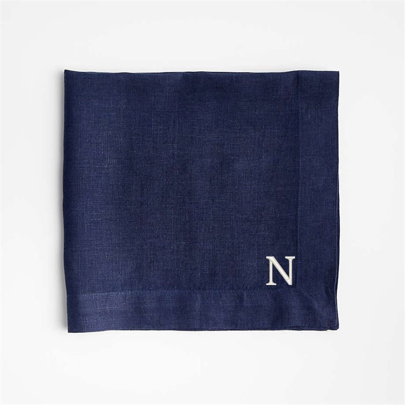 View Personalized Marin Indigo EUROPEAN FLAX ™-Certified Linen Napkins, Set of 4 details