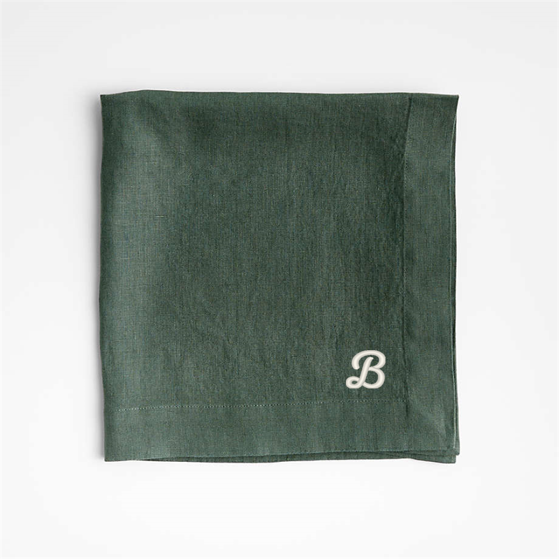 View Personalized Marin Pine Green EUROPEAN FLAX ™-Certified Linen Napkin, Set of 4 details