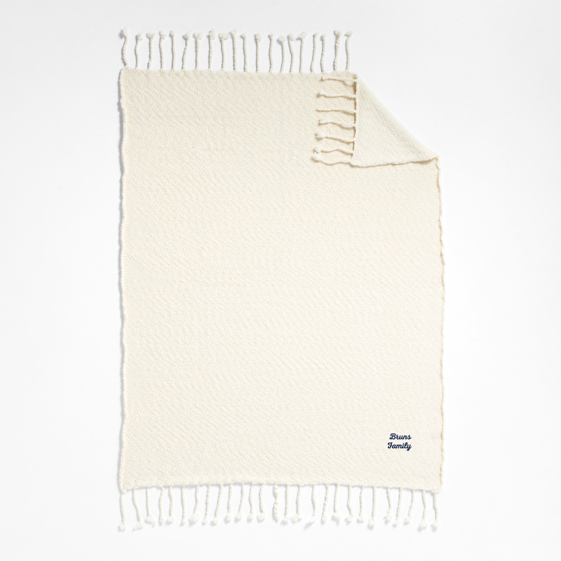 View Personalized Chunky Wool Fringe Knit 70"x55" Travertine Beige Throw Blanket details