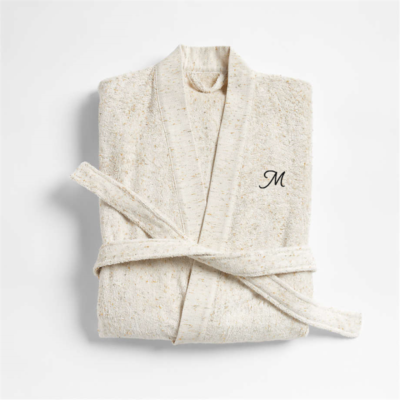 View Personalized Organic Large/Extra-Large Turkish Natural Beige Fleck Bathrobe details