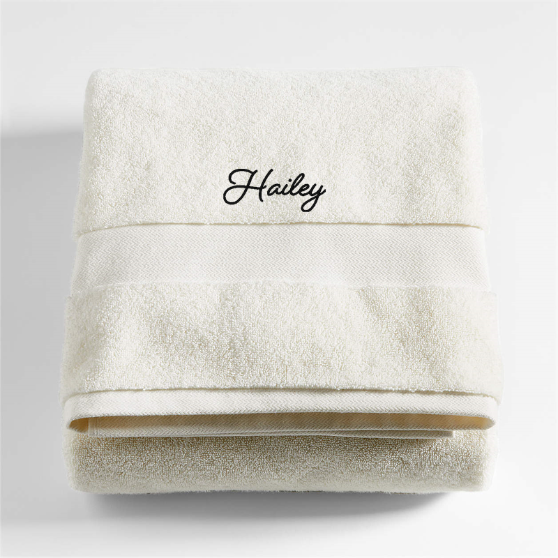 View Personalized Organic Turkish Cotton Ivory Bath Sheet details
