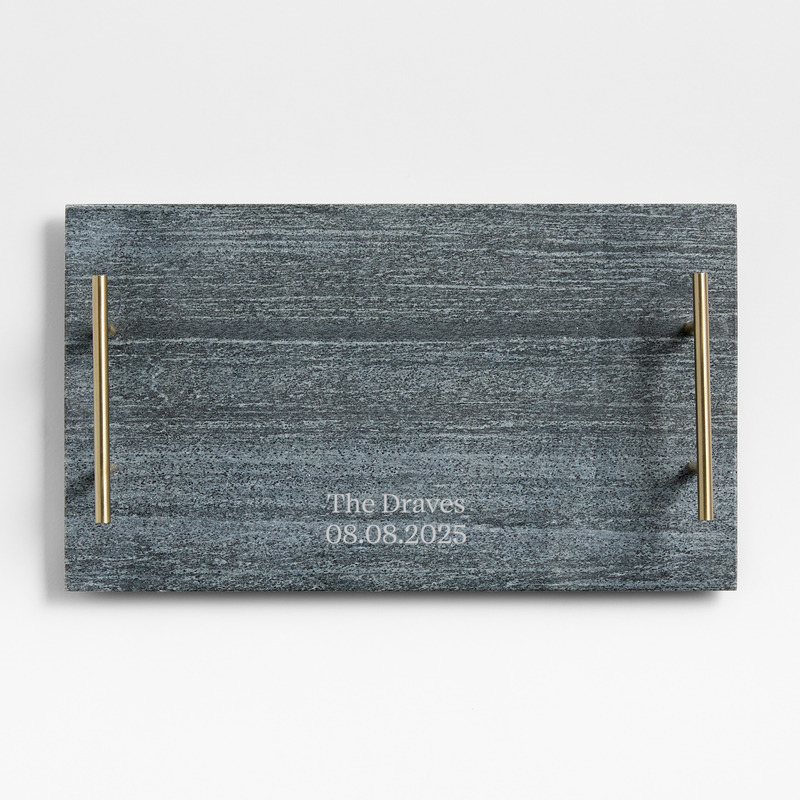 View Personalized Hayes Marble Serving Board with Handles details