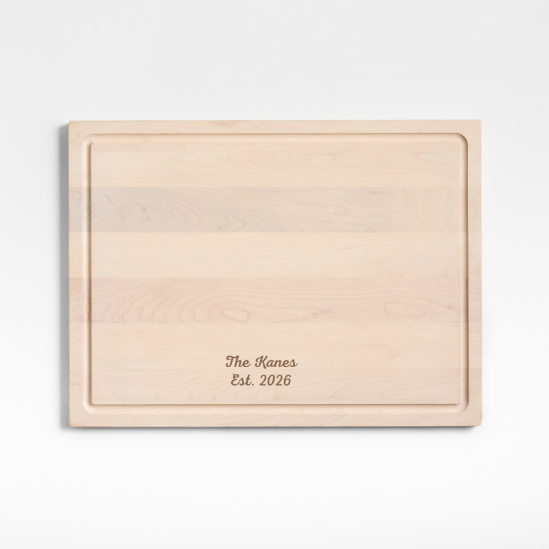 View Personalized Crate & Barrel Reversible Maple Wood Cutting Board 20"x15"x0.75" details