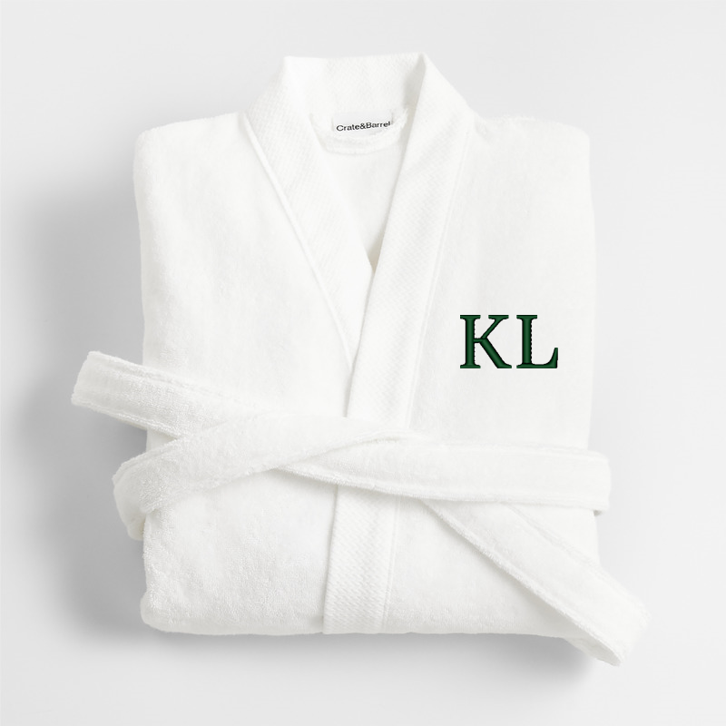 View Personalized Organic Turkish Cotton Crisp White Bath Robe S/M details