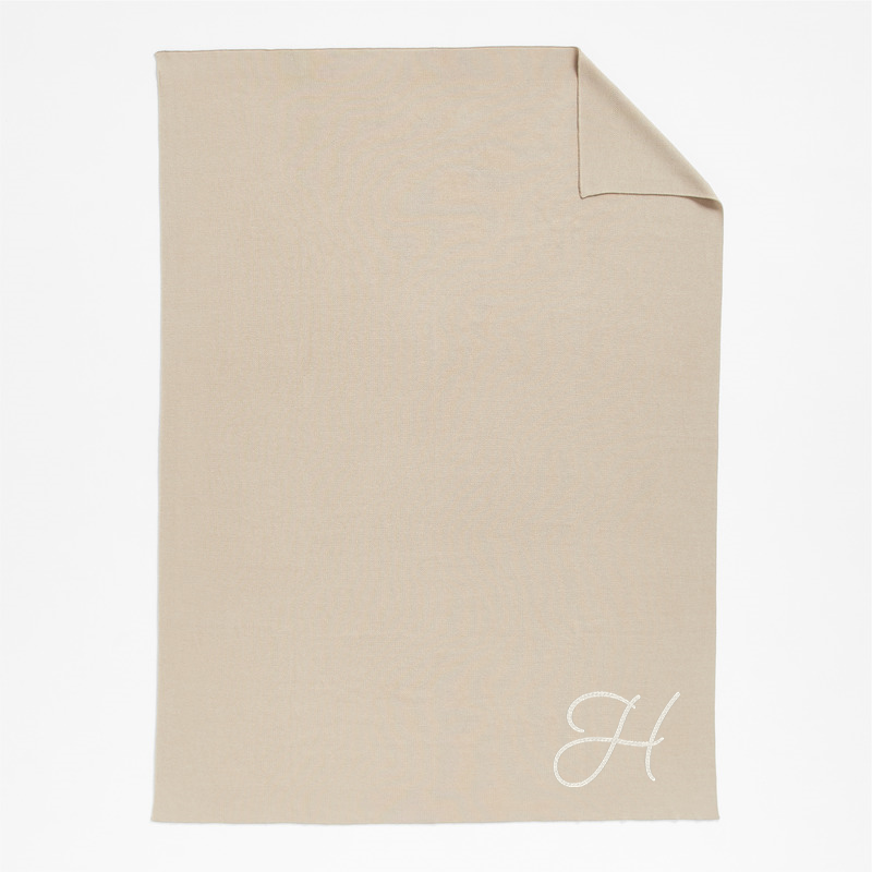 View Personalized Calda Chantilly 70"x55" Warm Sand Beige Throw Blanket details
