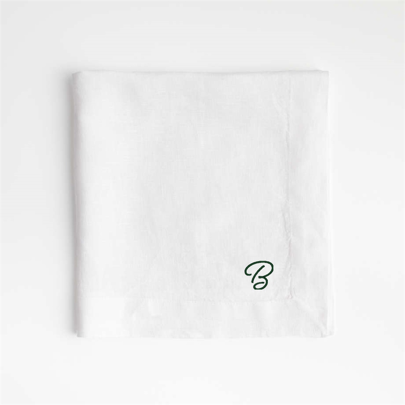 View Personalized Marin White EUROPEAN FLAX ™-Certified Linen Napkins, Set of 8 details
