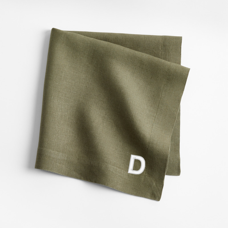 View Personalized Marin Desert Green EUROPEAN FLAX ™-Certified Linen Napkin, Set of 4 details