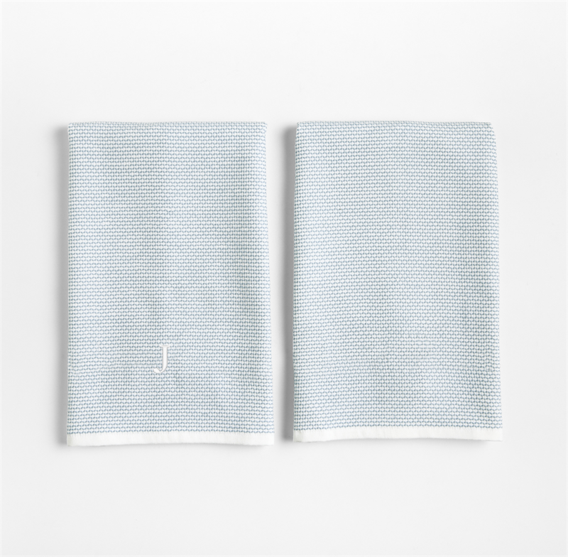 View Personalized Textured Terry Harbor Blue Organic Cotton Kitchen Dish Towels, Set of 2 details