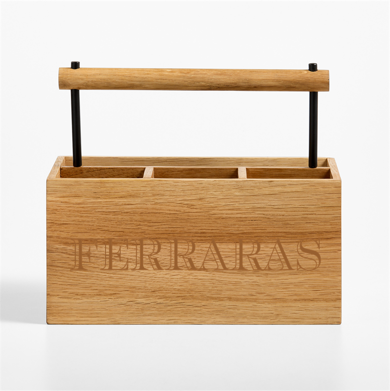 View Personalized Madeira Oak Flatware Caddy details