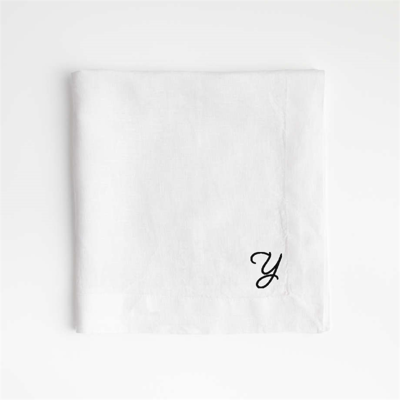 View Personalized Marin White EUROPEAN FLAX ™-Certified Linen Napkin, Set of 4 details