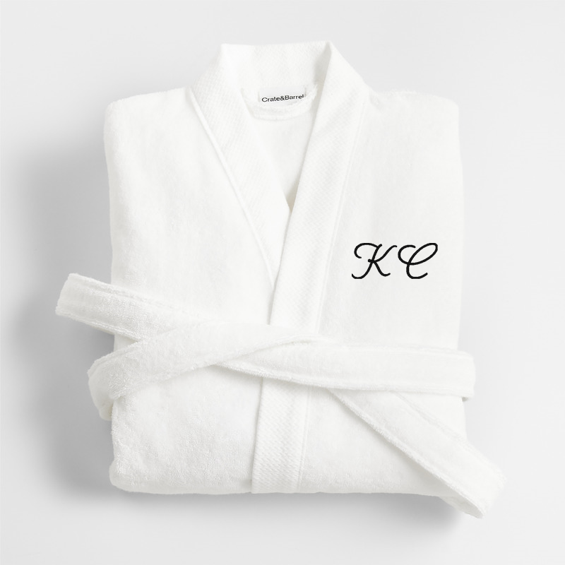 View Personalized Organic Turkish Cotton Crisp White Bath Robe L/XL details