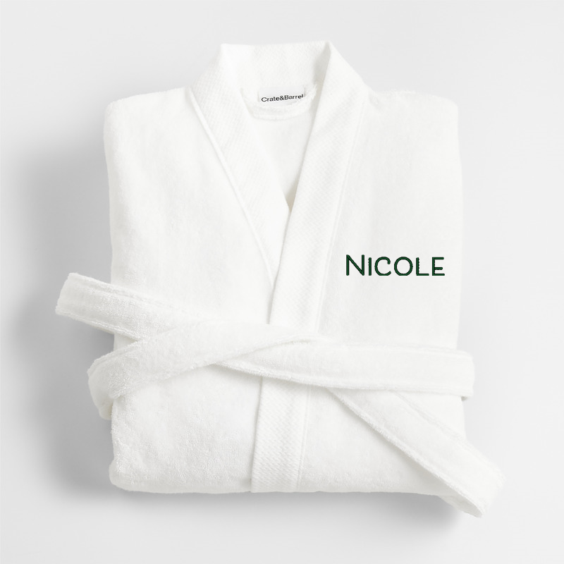 View Personalized Organic Turkish Cotton Crisp White Bath Robe S/M details