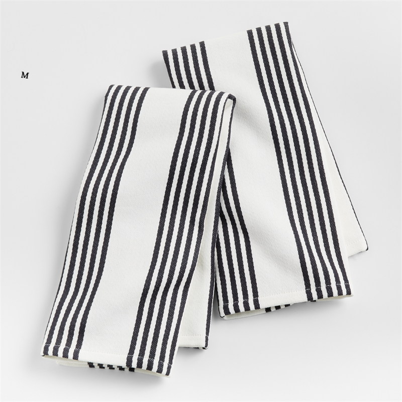 View Personalized Cuisine White with Black Stripe Organic Cotton Dish Towels, Set of 2 details