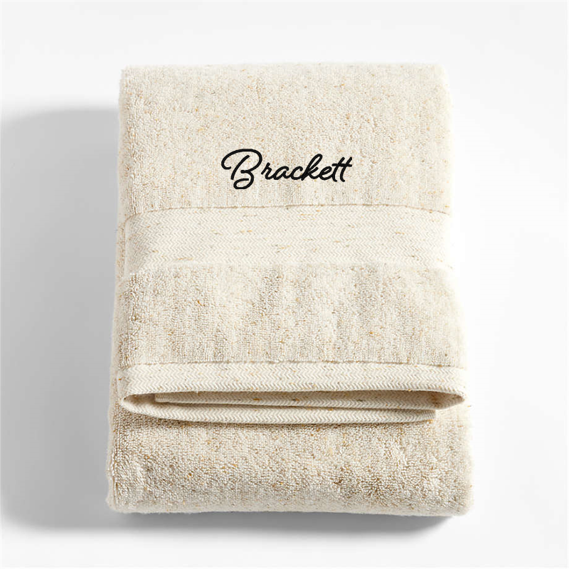 View Personalized Organic Turkish Cotton Natural Beige Fleck Bath Towel details