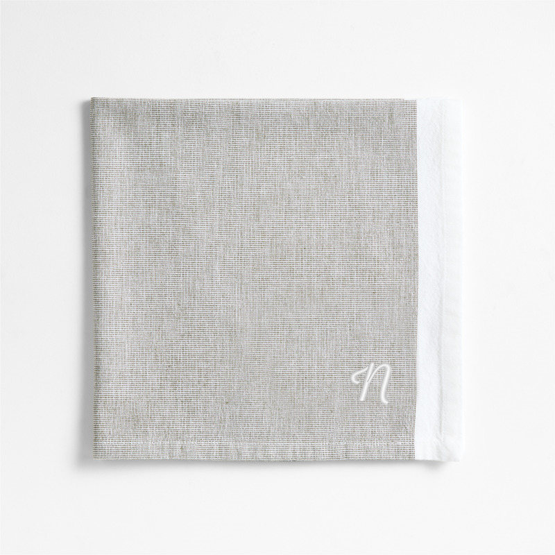 View Personalized Mercer Desert Green Organic Cotton Dinner Napkins, Set of 4 details