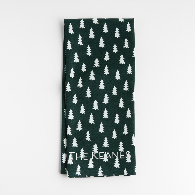 View Personalized Green Trees Organic Cotton Kitchen Towel details