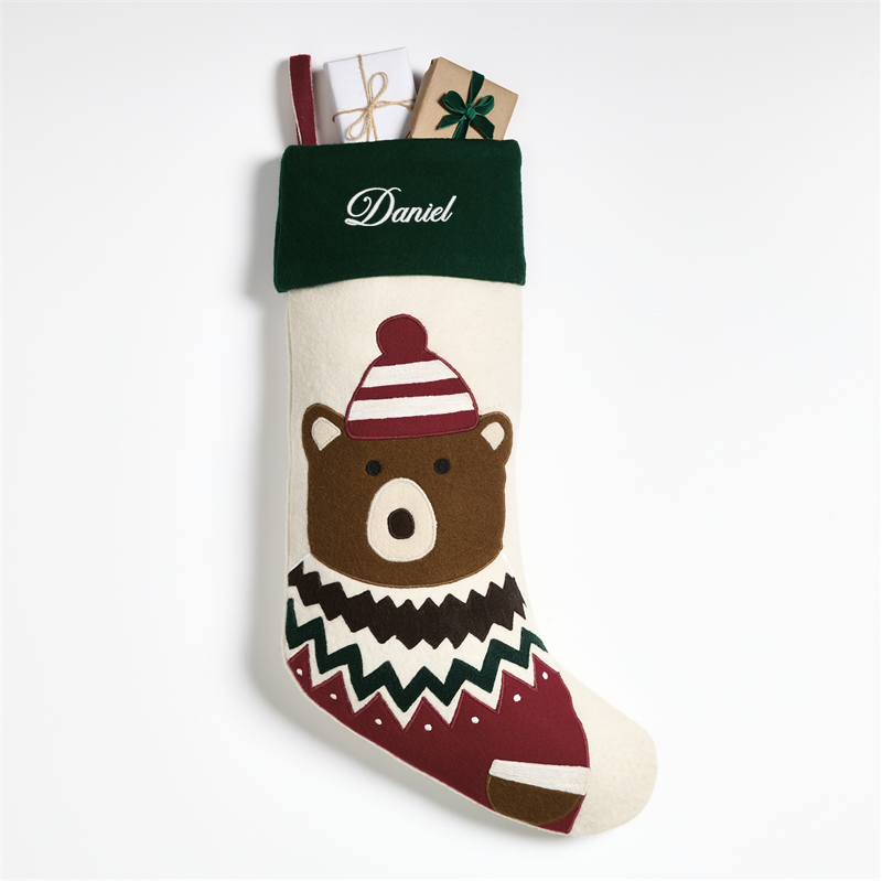 View Personalized Fair Isle Friends Bear Christmas Stocking by Joan Anderson details