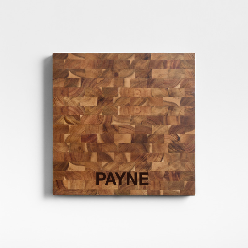 View Personalized Crate & Barrel Square Acacia End-Grain Cutting Board details