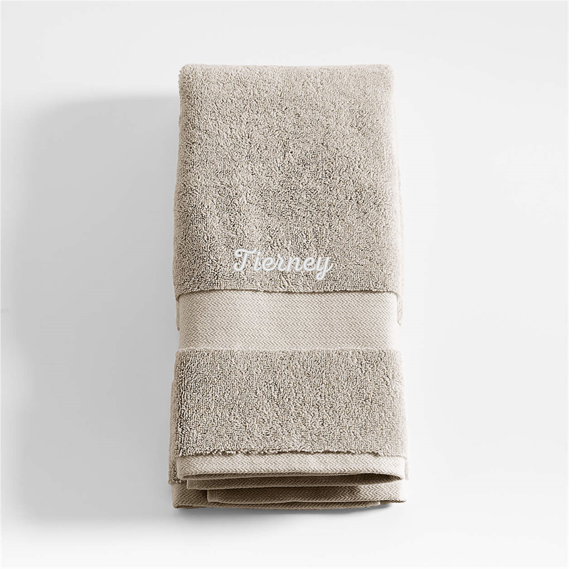 View Personalized Organic Classic Turkish Cotton Taupe Hand Towel details