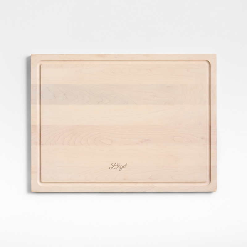 View Personalized Crate & Barrel Reversible Maple Wood Cutting Board 20"x15"x0.75" details
